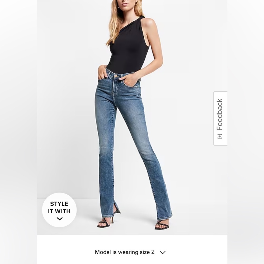Express Mid Rise Medium Wash Skyscraper Jeans - Gently Worn